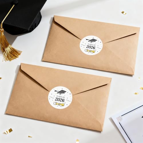 Gold Graduation Stickers 2026 - 120PCS Self-Adhesive Cap Labels