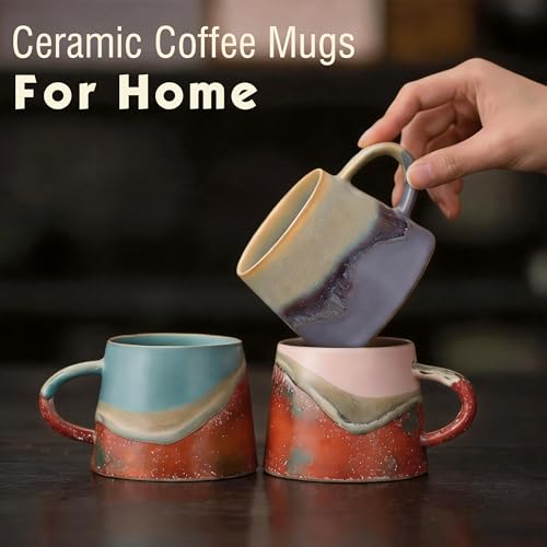 Peach-Pink Handmade Ceramic Coffee Mug 8 OZ - Espresso Cup with Handle