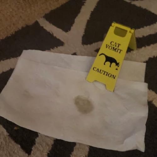 Funny Cat Vomit Caution Sign - 2 Pcs 3D Printed Décor