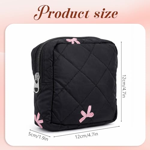 JJUNW Portable Period Bag Cute Bow Tie Sanitary Pouch for Travel