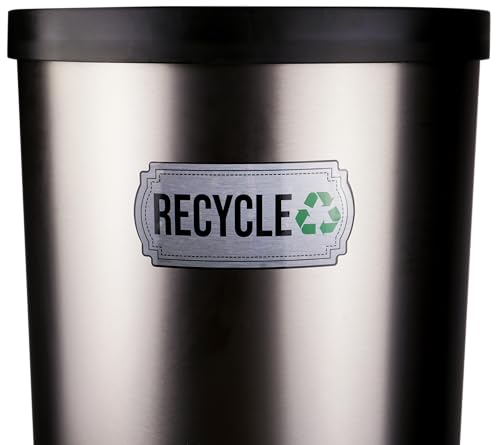 Premium Vinyl Recycling and Trash Stickers - 2 Pack Decals for Bins