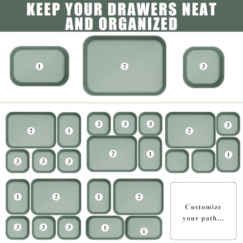 Homhut Green Drawer Organizer Bins 10 PCS for Makeup & Office