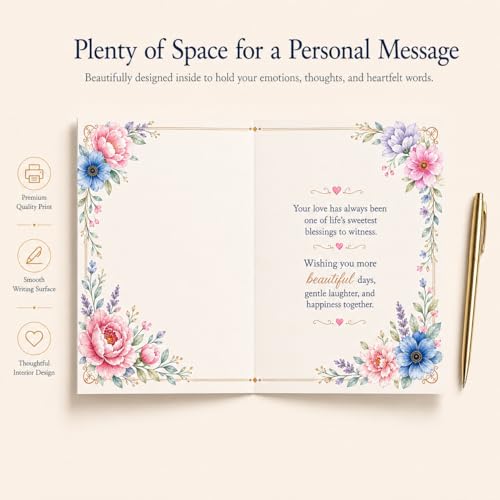 Floral Anniversary Card for Parents from Daughter and Son
