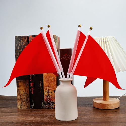 25 Pack Red Pennant Flags - Mini Handheld Flags for Parties & Events