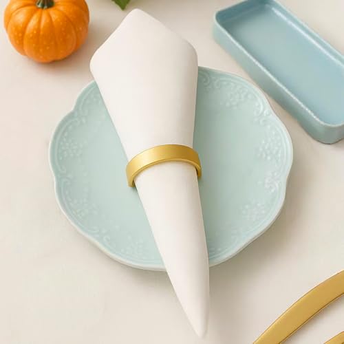 12 Pcs Gold Stainless Steel Napkin Rings - Semicircle Design