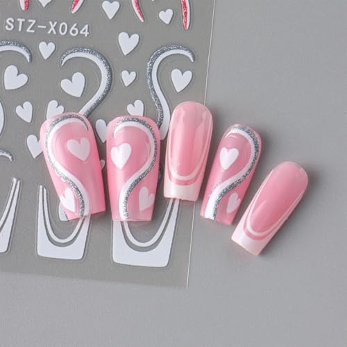 Valentine's Day Heart Nail Art Stickers 10 Sheets Self-Adhesive Decals