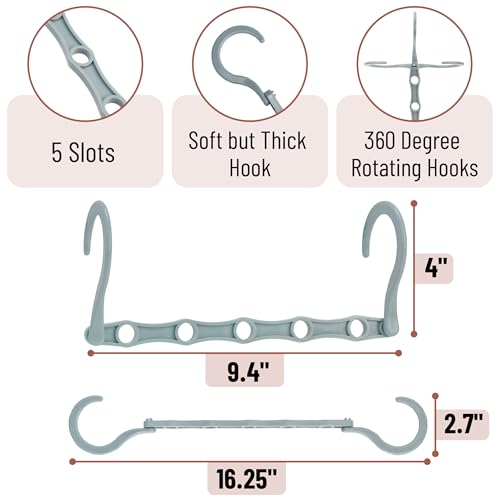 Space Saving Clothes Hangers Set of 12 with Rotating Hooks, Pastel Colors