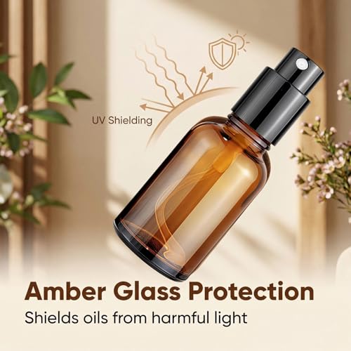erioctry 3 Pcs 30ML Amber Glass Spray Bottles Refillable Travel Atomizer