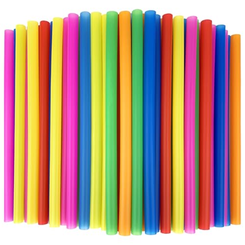 KTOJOY Jumbo Plastic Smoothie Straws - Assorted Colors, 100 Count