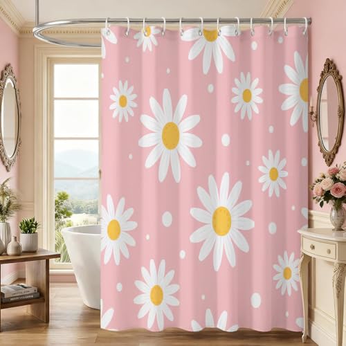 KLYOHAUS Daisy Shower Curtain 72x72 Inches - Waterproof Floral Decor