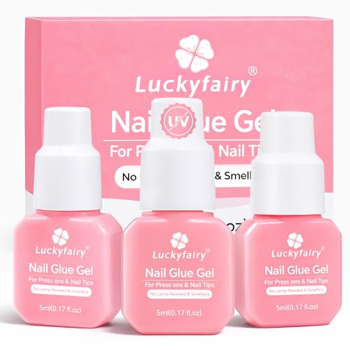 Luckyfairy Fast-Drying Gel Nail Glue for Press-on Nails 3-Pack