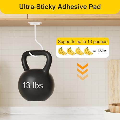 Foldable Banana Hook for Under Cabinet - Adhesive White Hanger (1 Pack)