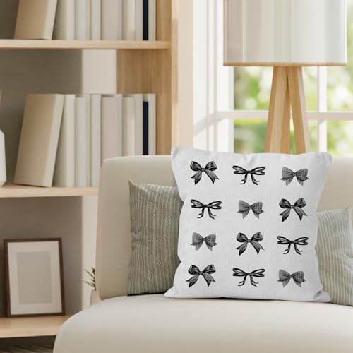 Black Bow Throw Pillow Cover 18x18 | Girly Room Decor