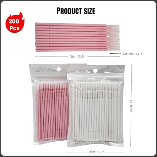 TIKIYOUN Micro Applicator Brushes for Eyelash Extensions 200 PCS Lint-Free