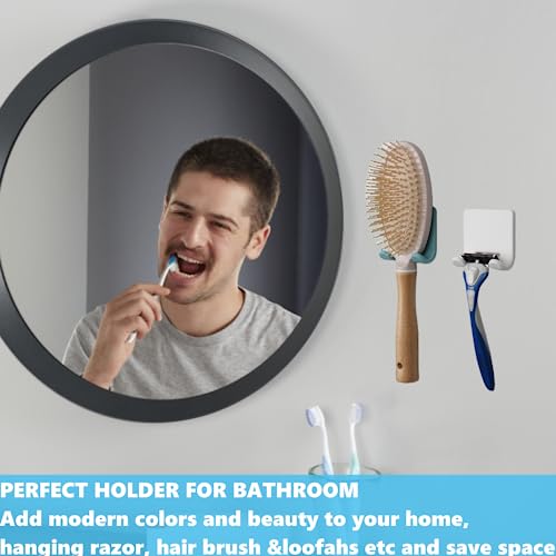 VANZAVANZU Shower Razor Holder - 2 Pack White Adhesive Hooks for Bathroom