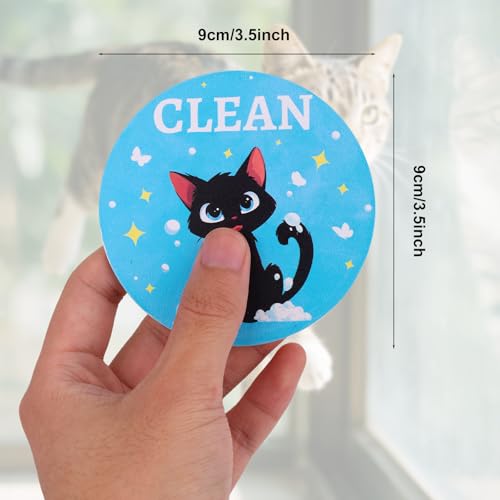 2PCS Reversible Cat Dishwasher Magnet Clean Dirty Sign - Fun Kitchen Decor