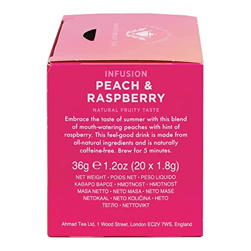 Ahmad Tea Peach Raspberry Herbal Tea Bags - Decaffeinated, 20 Count