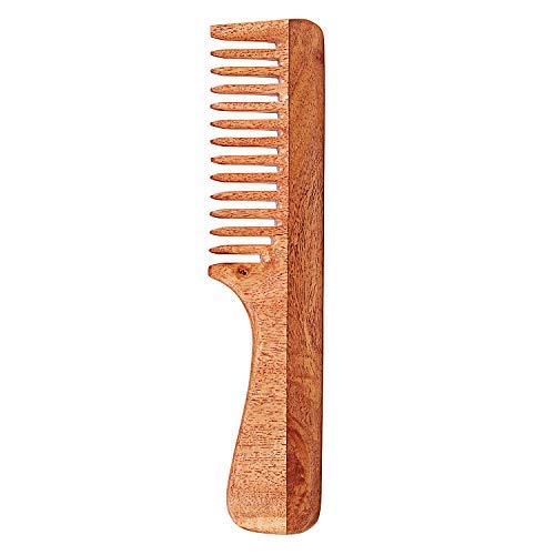 SVATV Handcrafted Neem Wood Hair Comb for Anti-Static Detangling