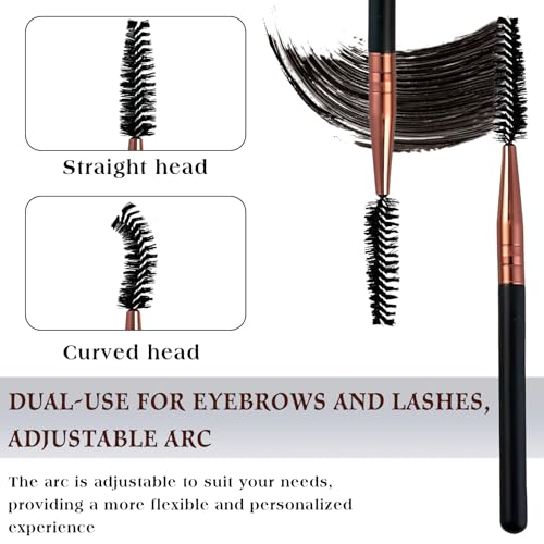 Zoolinn 10Pcs Reusable Mascara Brush Wands & Eyebrow Spoolies, Rose Gold