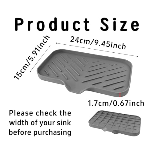 Silicone Soap Dish with Self-Draining Spout - Gray Kitchen & Bathroom Organizer