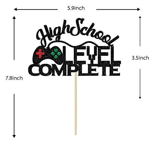 High School Graduation Cake Topper Class of 2026 Game Themed Black Glitter