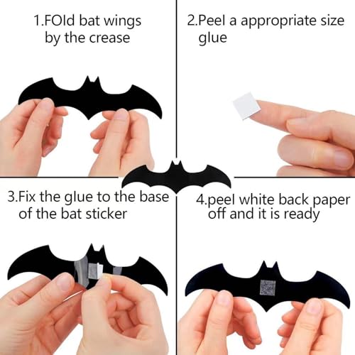 60PCS 3D Halloween Bat Decorations - PVC Wall Stickers in 4 Sizes