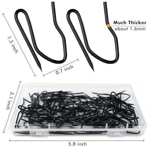 Heavy Duty Stainless Steel Curtain Hooks 60 Pack - 1.3 Inch Black