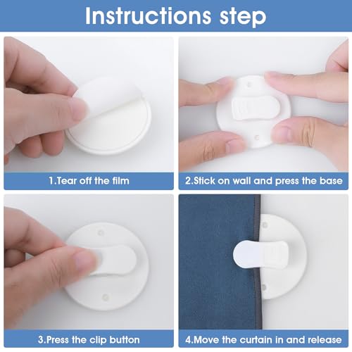 4 Pack Shower Curtain Clips - Self-Adhesive Windproof Water Splash Weights for Bathroom