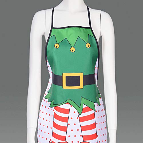 2 Pack Christmas Elf Aprons - Cute Adjustable Kitchen Chef Bibs for Holiday Cooking