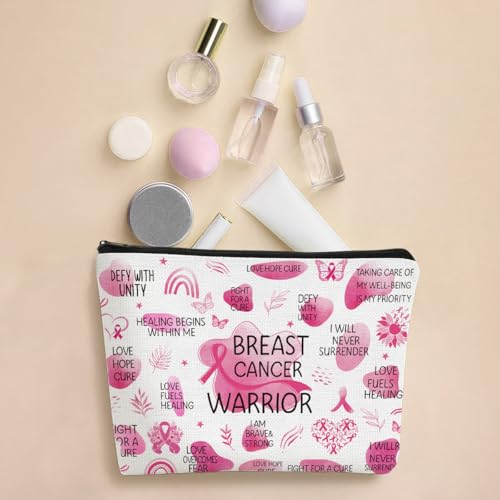 Breast Cancer Awareness Makeup Bag Inspirational Zipper Pouch