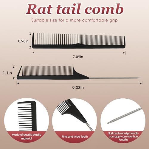 Carbon Fiber Barber Comb Set - Anti-Static Hair Styling Combs (2-Piece)