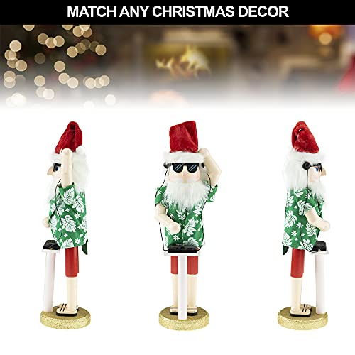 Decorative Wooden Nutcracker Santa - 14 Inch Traditional Christmas Ornament - Dj Santa Variation