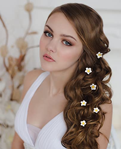 Wecoe Small White Flower Hair Clips - 20 Pcs Mini Lily Hair Accessories