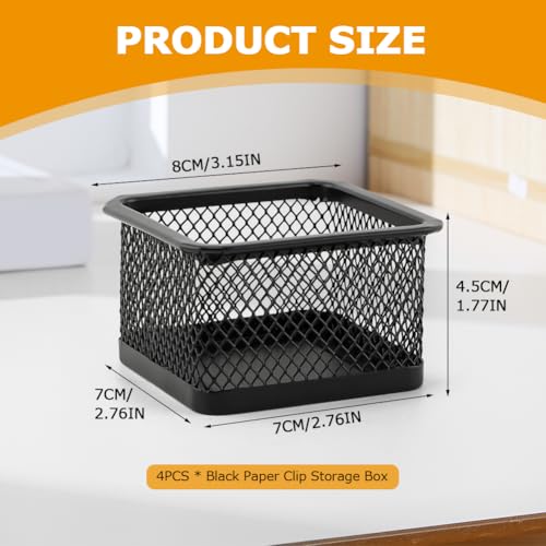 Quivorant Square Mesh Paper Clip Holder Stackable Desk Organizer Black