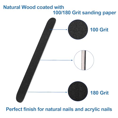 HomeyEra Wooden Nail Files 100/180 Grit Emery Boards 24 Pack