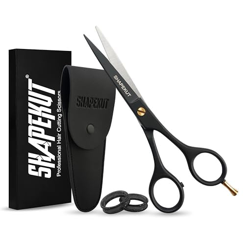 SHAPEKUT Professional 6.5 Inch Hair Cutting Scissors, Black Stainless Steel Barber Shears