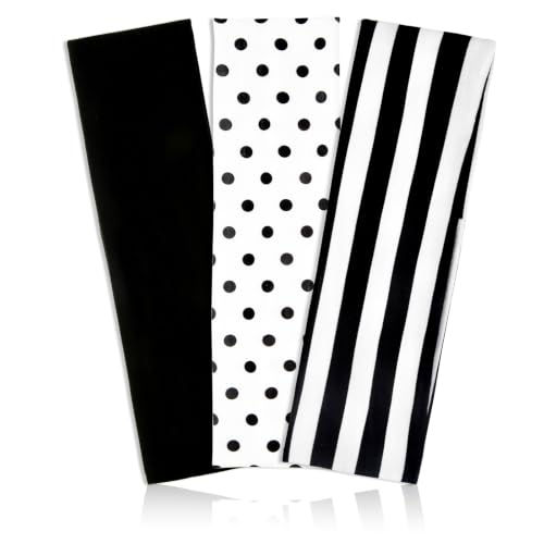 Huachi Polka Dot & Striped Headbands for Women 3-Pack Soft Non-Slip Hair Bands