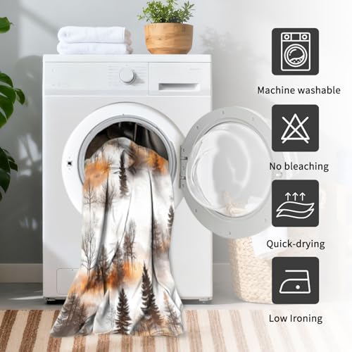 Misty Autumn Forest Shower Curtain with Hooks, 71x74 Inches - Waterproof Fabric for Rustic Bathroom Decor