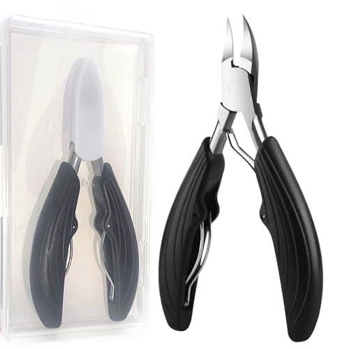 Ingrown Toenail Clippers for Thick Nails - Professional Stainless Steel Trimmer with Curved Blade & Soft Grip