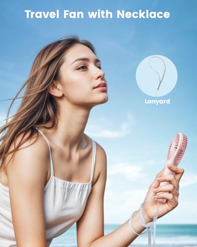Edvision Portable Handheld Mini Fan - 3-Speed USB Rechargeable Fan, Pink