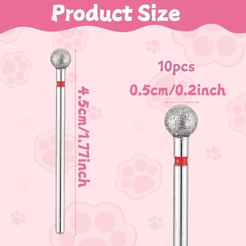 JJUNW 10 Pcs Ball Cuticle Nail Drill Bits, 5mm Carbide Manicure Bits