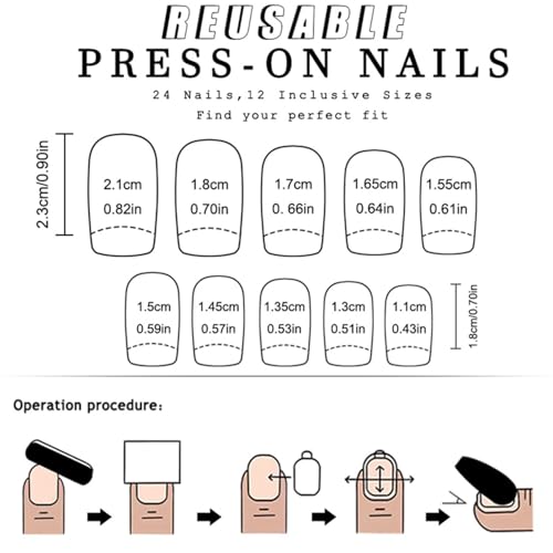 Vopintpy Romantic Glitter Lips Press on Nails Medium Square Fake Nails