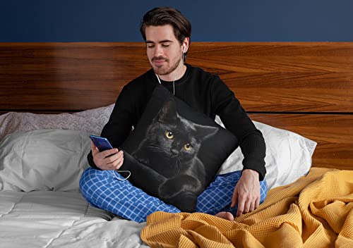 Black Cat Decorative Throw Pillow Cover - 18x18 Inch Soft Plush Case