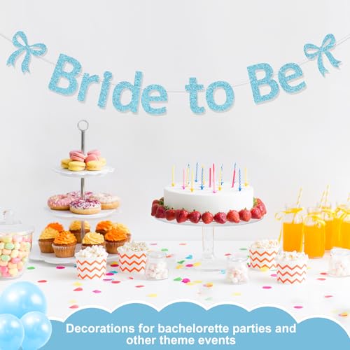 Bride to Be Glitter Banner - Pre-Strung Light Blue Bachelorette Garland