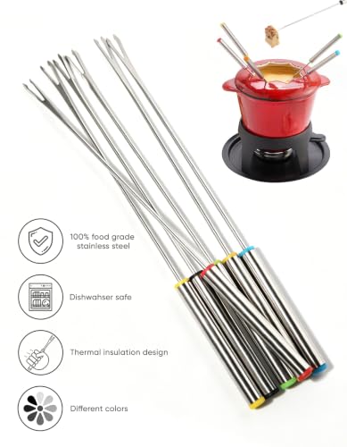 Fondue Forks Set of 3 - 9.45" Stainless Steel Skewers for Dipping