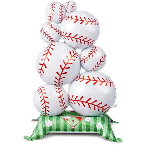 Soulchen 1 Pcs Giant Baseball Balloon - 3.5 ft Self-Standing Party Decoration