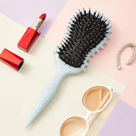 SEERSHINE Curl Defining Hair Brush – Blue Guitar-Shaped Detangler for Curly, Coily & Wavy Hair