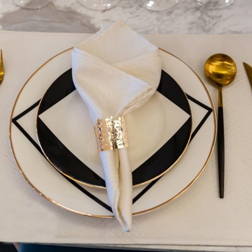 Gold Hollowed Rose Paper Napkin Rings - Set of 50 for Weddings & Events