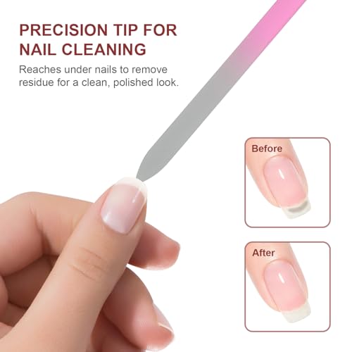 Glass Nail File Set with Case, 3Pcs Double-Sided Crystal Nail Files