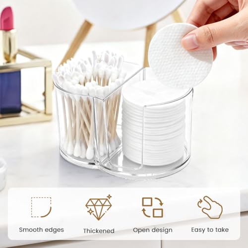Transparent Q-Tip Holder with Dual Compartments & Dustproof Lid